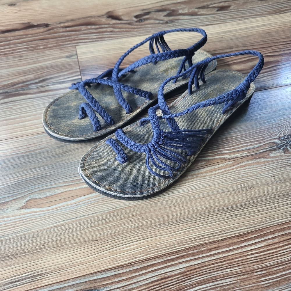 Braided Strappy Blue Women's Sandals
